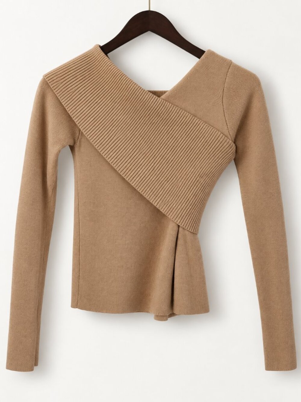 Line + Dot Sylvie Asymmetric Sweater In Camel